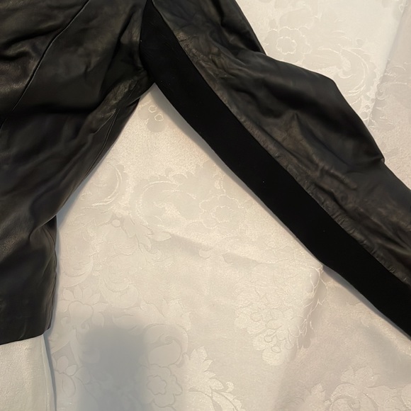 Trouve leather jacket with under arm knit dome front closure deep V front Sz S - Picture 4 of 8
